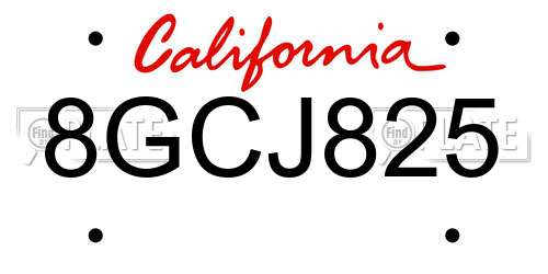 8GCJ825 California License Plate