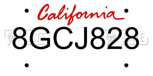 8GCJ828 California License Plate