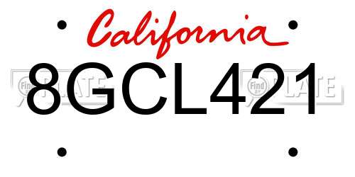 8GCL421 California License Plate