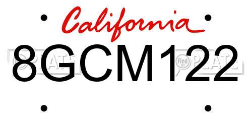 8GCM122 California License Plate