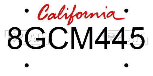 8GCM445 California License Plate