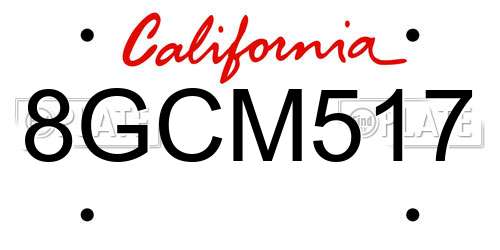 8GCM517 California License Plate