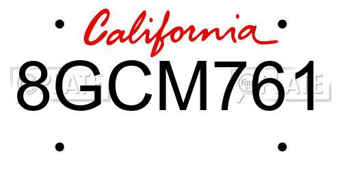 8GCM761 California License Plate