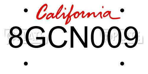 8GCN009 California License Plate