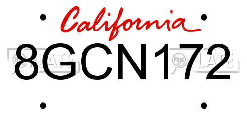 8GCN172 California License Plate
