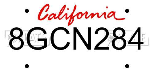 8GCN284 California License Plate