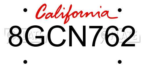 8GCN762 California License Plate