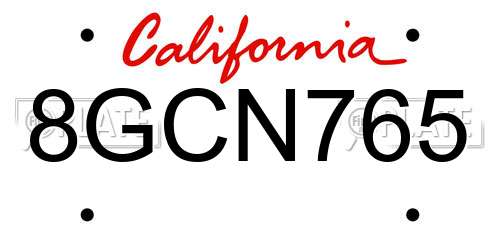 8GCN765 California License Plate