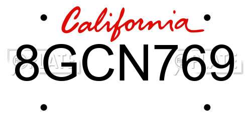 8GCN769 California License Plate