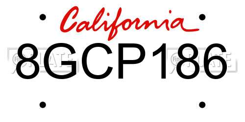 8GCP186 California License Plate