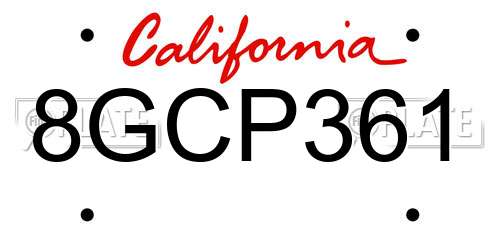 8GCP361 California License Plate