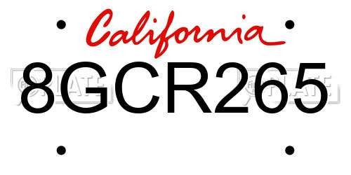 8GCR265 California License Plate