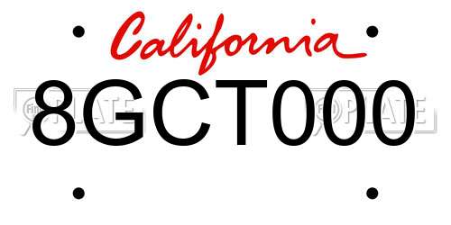 8GCT000 California License Plate