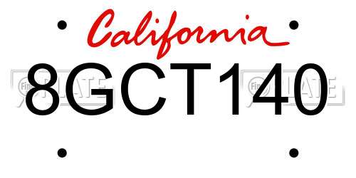 8GCT140 California License Plate