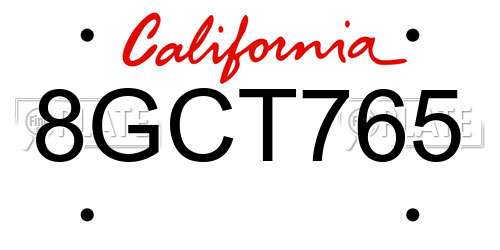 8GCT765 California License Plate