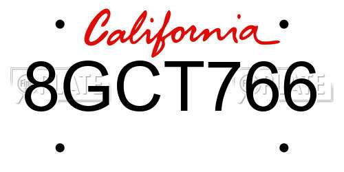 8GCT766 California License Plate