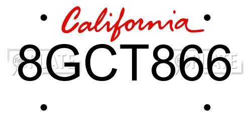 8GCT866 California License Plate