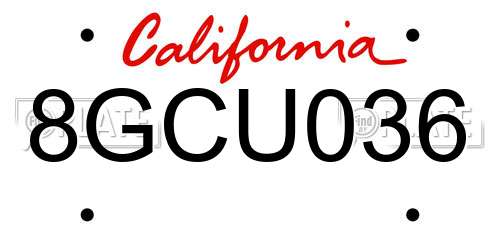 8GCU036 California License Plate
