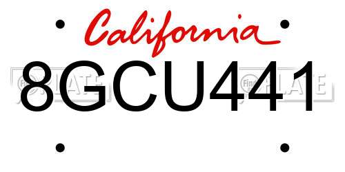 8GCU441 California License Plate