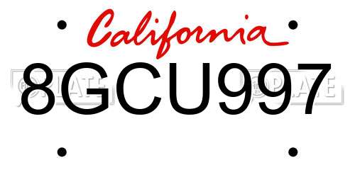 8GCU997 California License Plate