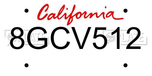 8GCV512 California License Plate