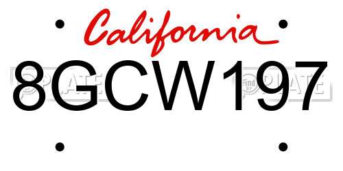 8GCW197 California License Plate