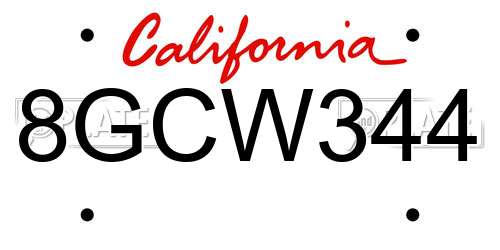 8GCW344 California License Plate
