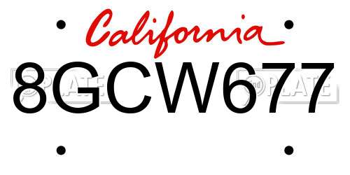 8GCW677 California License Plate