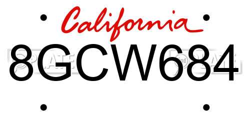 8GCW684 California License Plate