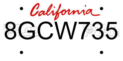 8GCW735 California License Plate