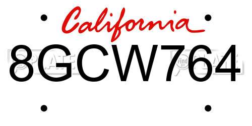 8GCW764 California License Plate