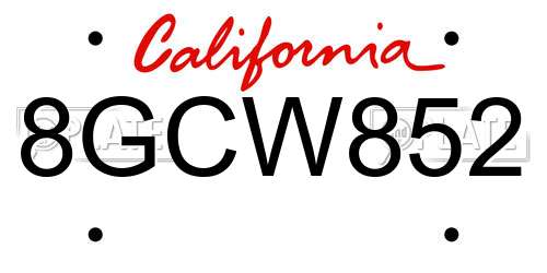 8GCW852 California License Plate