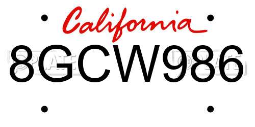 8GCW986 California License Plate