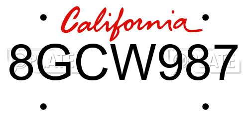8GCW987 California License Plate