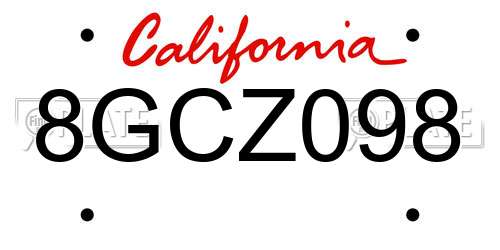 8GCZ098 California License Plate
