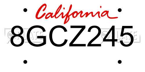 8GCZ245 California License Plate