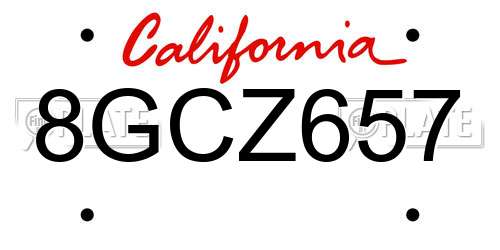 8GCZ657 California License Plate
