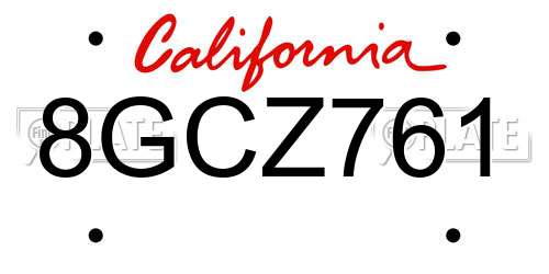 8GCZ761 California License Plate
