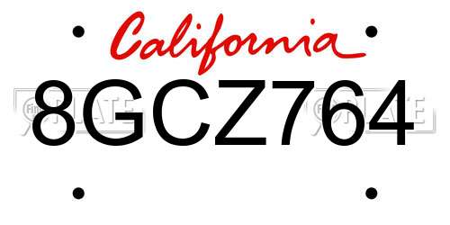 8GCZ764 California License Plate