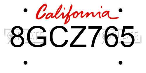 8GCZ765 California License Plate