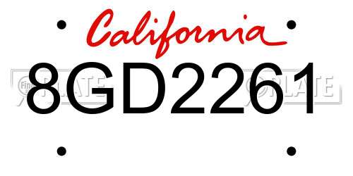 8GD2261 California License Plate