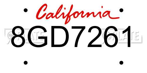 8GD7261 California License Plate