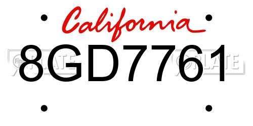 8GD7761 California License Plate