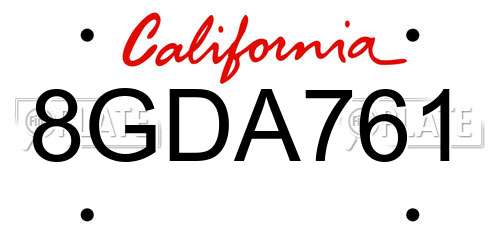 8GDA761 California License Plate
