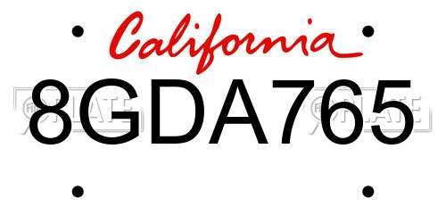 8GDA765 California License Plate