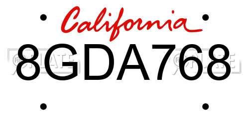 8GDA768 California License Plate