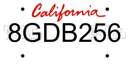 8GDB256 California License Plate