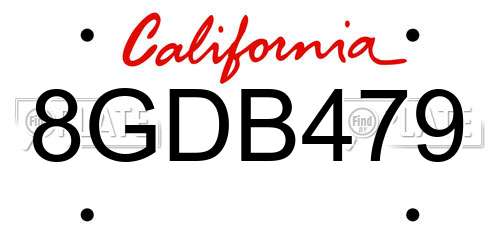 8GDB479 California License Plate