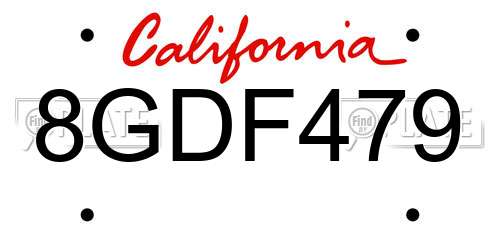 8GDF479 California License Plate