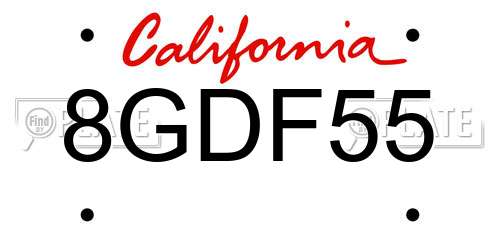 8GDF55 California License Plate